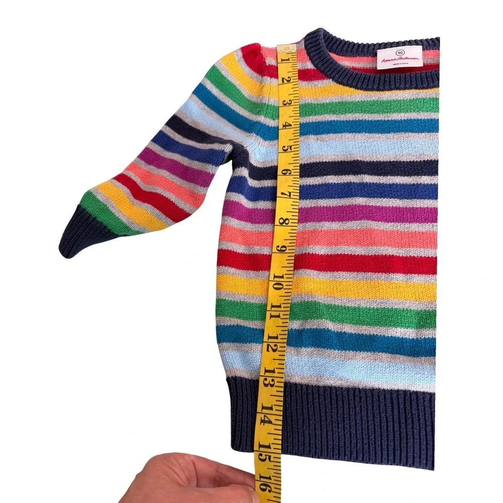 Hanna Andersson Sweater Rainbow Stripe Knit Crewneck Size 90 (U.S. 3T)